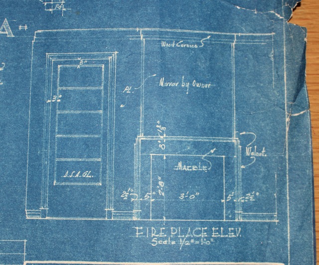 Original blueprints with fireplace detail