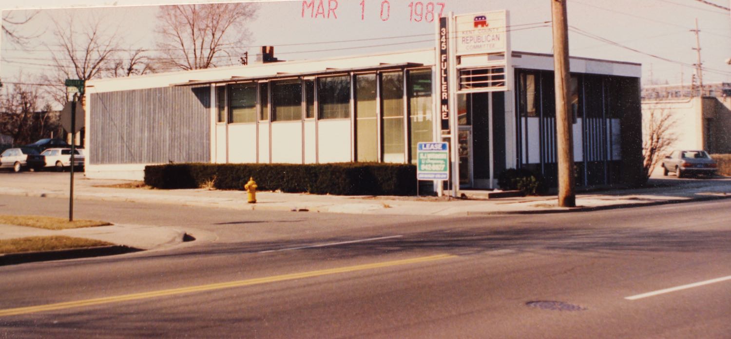 1987 KENT COUNTY REPUBLICAN HEADQUARTERS.  PHOTO COURTESY OF THE CITY OF GRAND RAPIDS COMMUNITY ARCHIVES AND RESEARCH CENTER