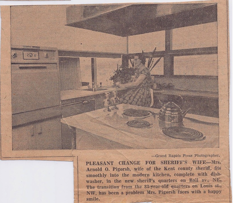 Berdeen PIgorsh photographed in the new kitchen in the Sheriff's House, Grand Rapids Press, January 4, 1958