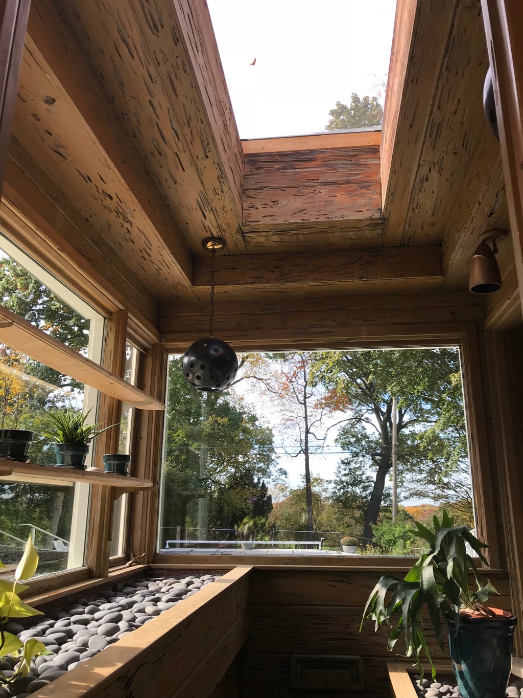 GREENHOUSE WITH PECKY CYPRESS CEILING AND SKYLIGHT