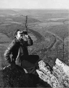 Rachel Carson at the North Lookout, Hawk Mountain, photo by Shirley A. Briggs