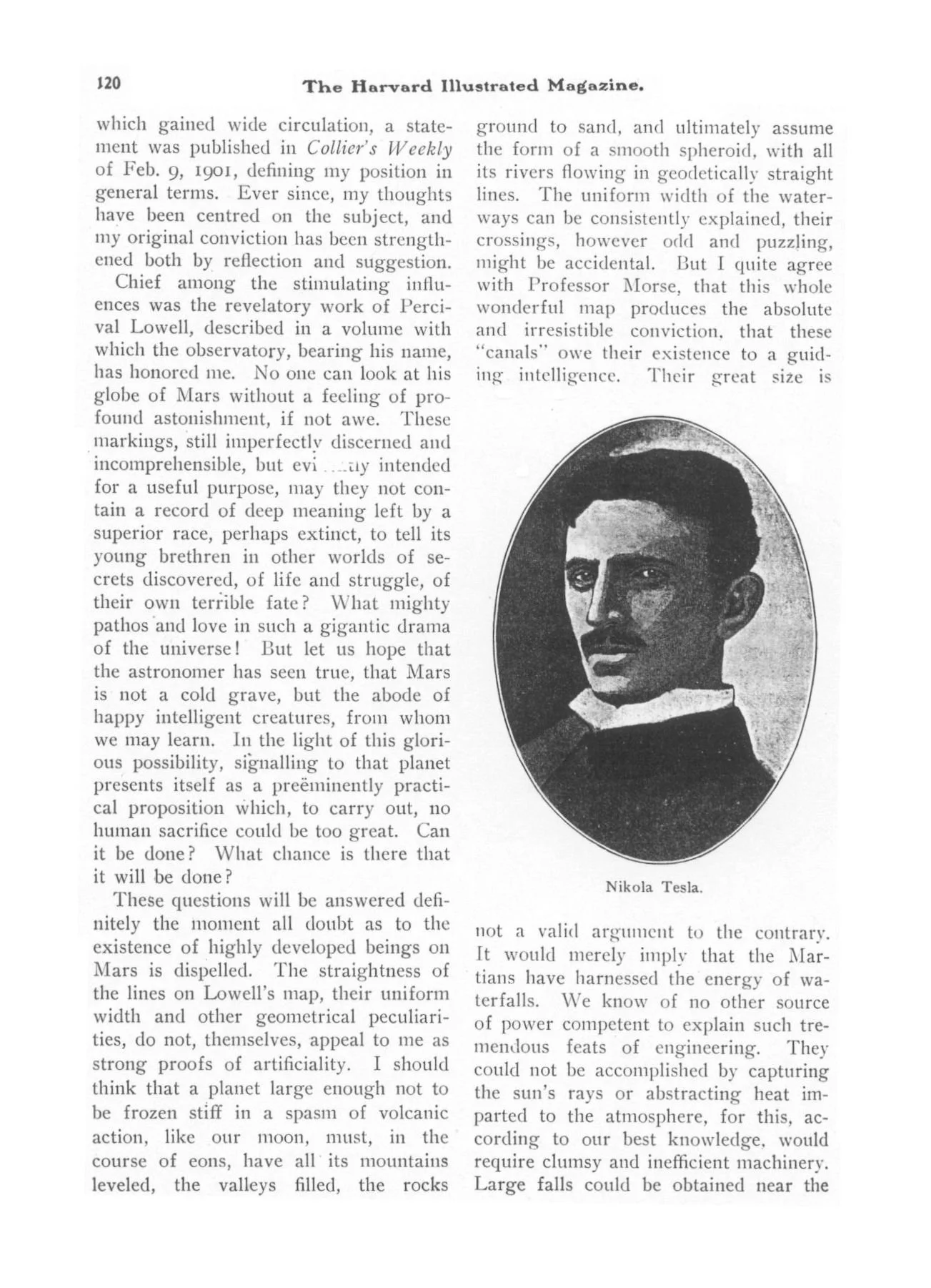 Signaling to Mars by Nikola Tesla (1907)