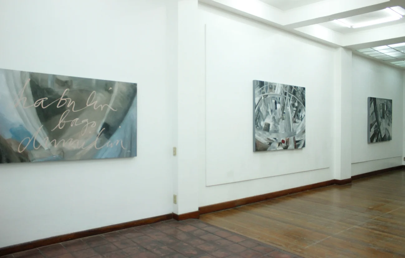 Installation view, (from left to right) Bukas , Point & Bisita ; artworks by Alee Garibay