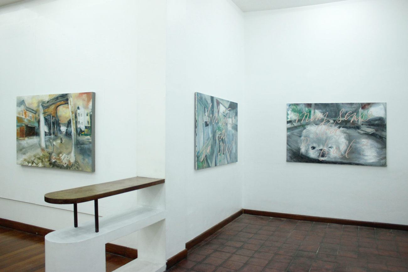 Installation view, (from left to right) Portal , Up and Down & Alaga ; artworks by Alee Garibay