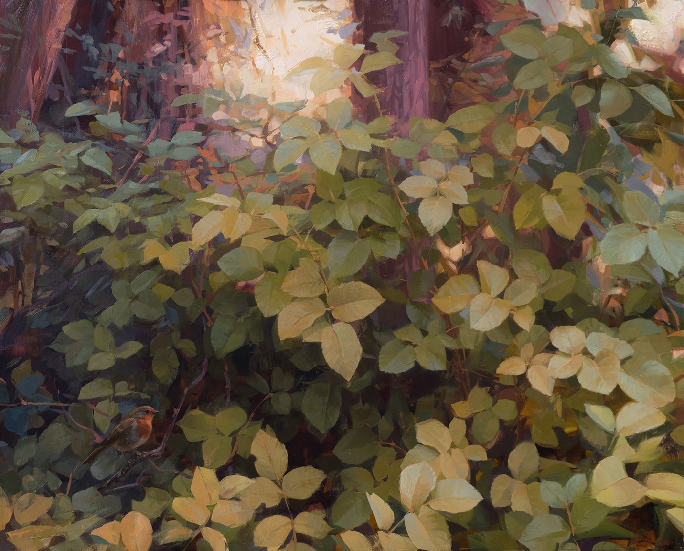 Robin's Roses. Oil on panel. 23.75 × 30 inches. 2021. Private Collection.