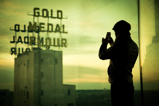 Gold Medal Flour Sign. As seen from the "Yellow Room". 1/125 sec @ f/4.0 w/ ISO 400 75mm. 