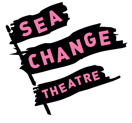 Logo of a black banner with pink text reading 'SEA CHANGE THEATRE'