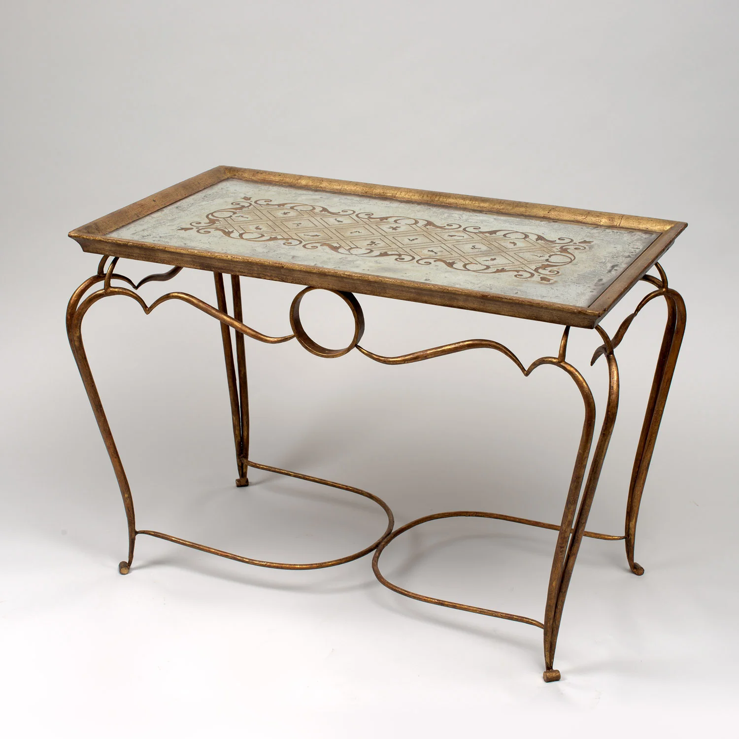 Coffee table gilt wrought iron 
