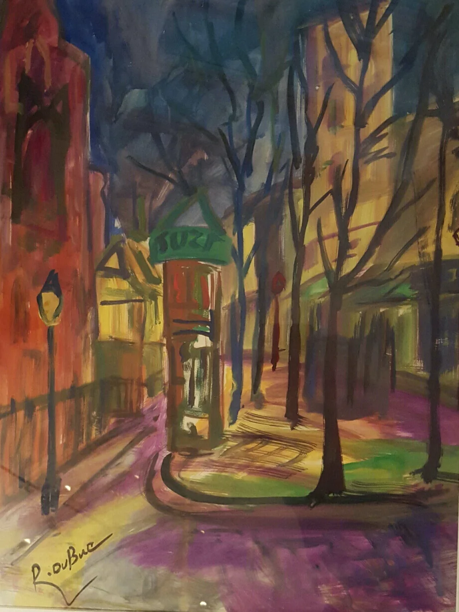 Gouache on paper by Roland Dubuc "Place des Abbesses"