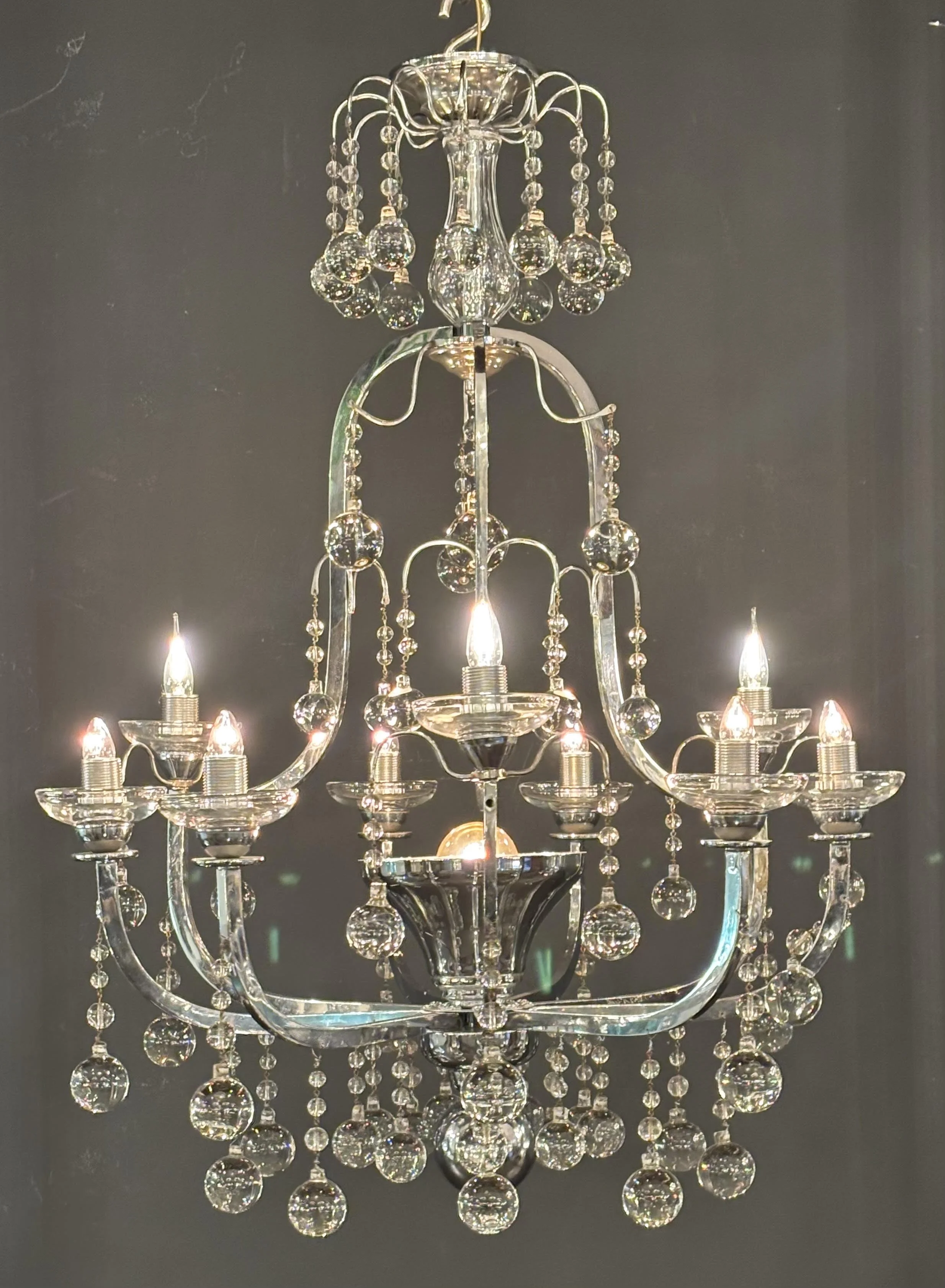 Chrome chandelier with glass balls