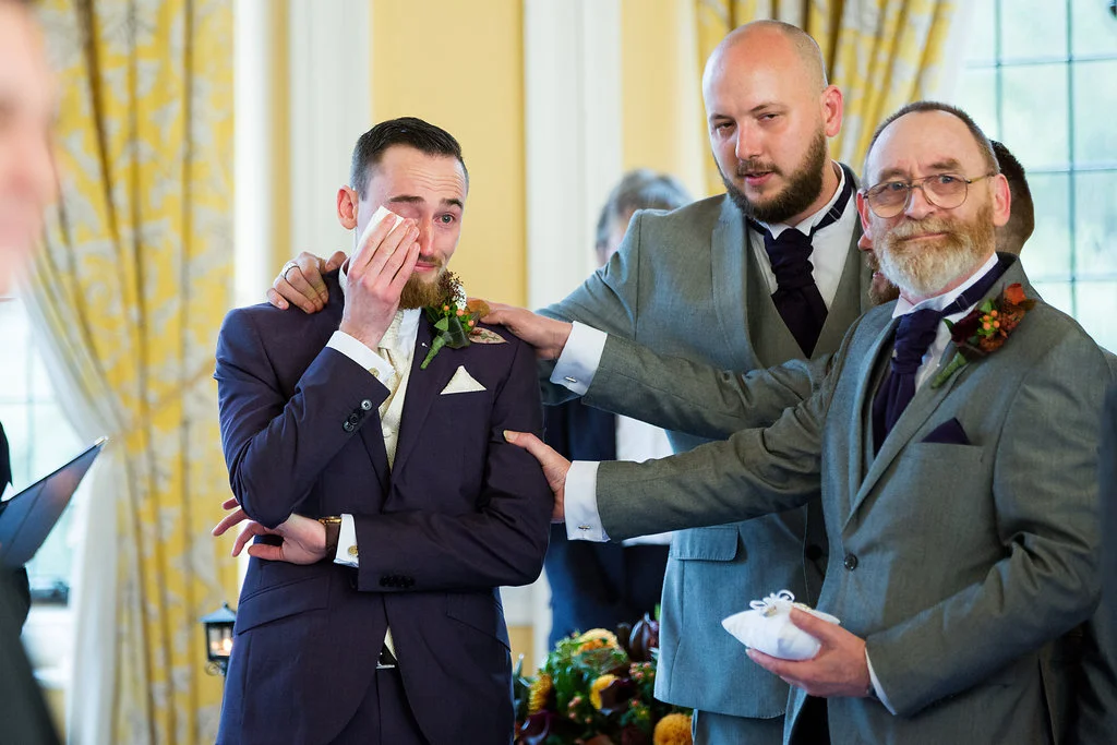 A Tearful Groom - Broome Park - Kent Wedding Photographer