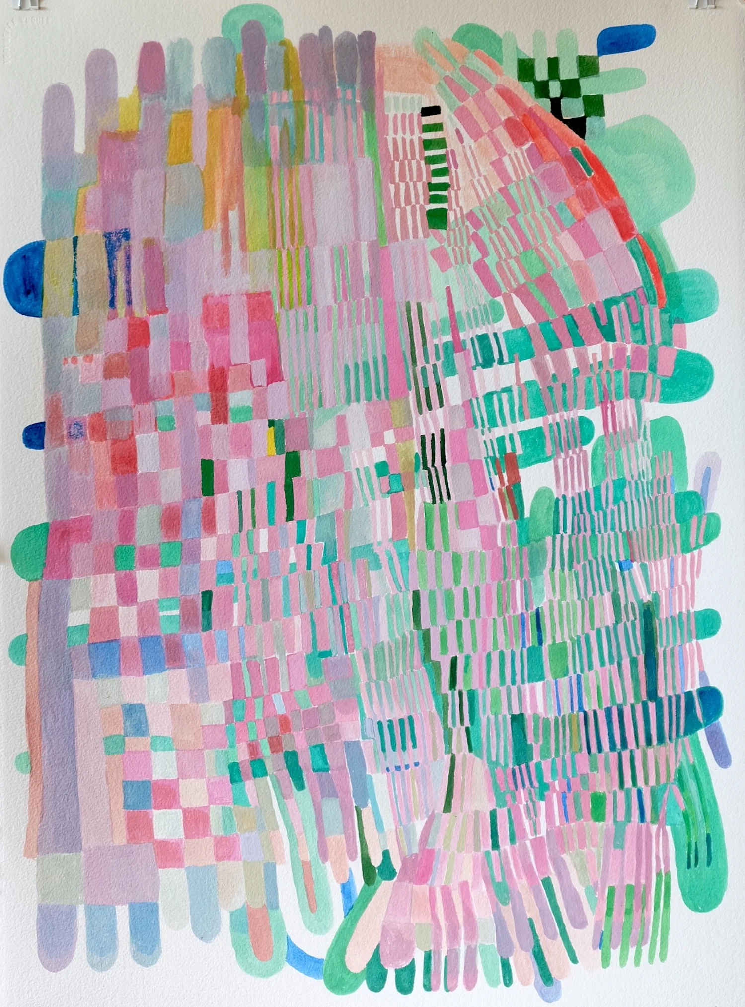 My Worker Is Working from Home and She Is a Painter No. 64, 2020. Acrylic on cotton paper, 23 x 30 in. (58 x 76 cm)