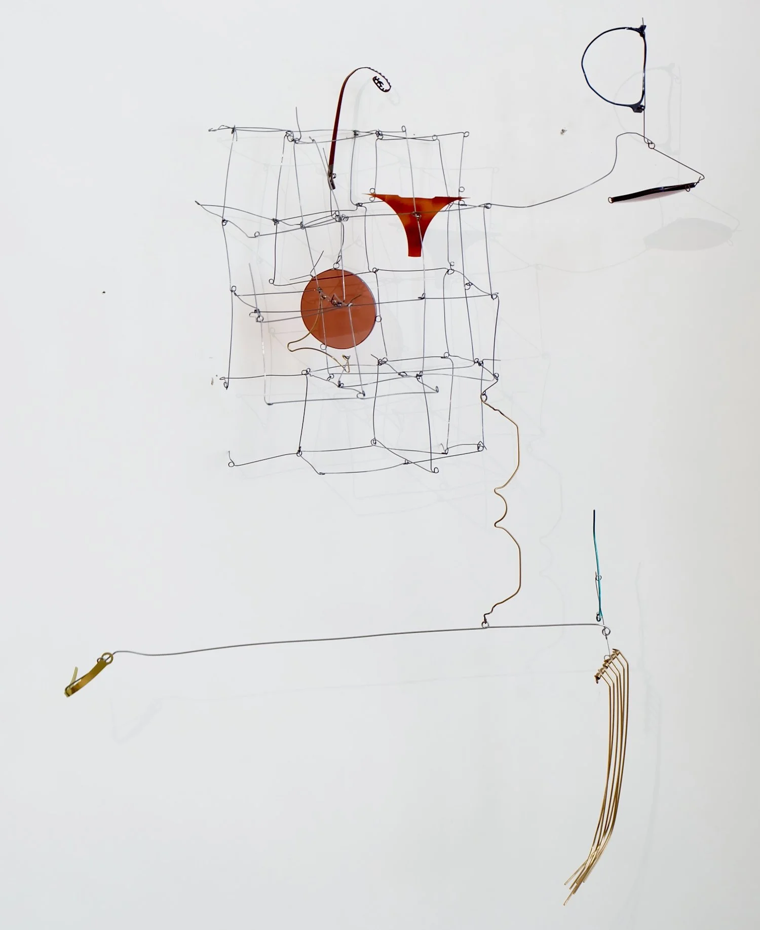 Abacus, 2025. Sunglass lenses, titanium eyewear temples and frames, and wire, 19 x 16 x 7.5 inches (48 x 41 x 19 cm)