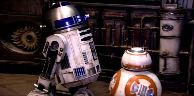 R2-D2 estas blua BB-8 estas oranĝa
