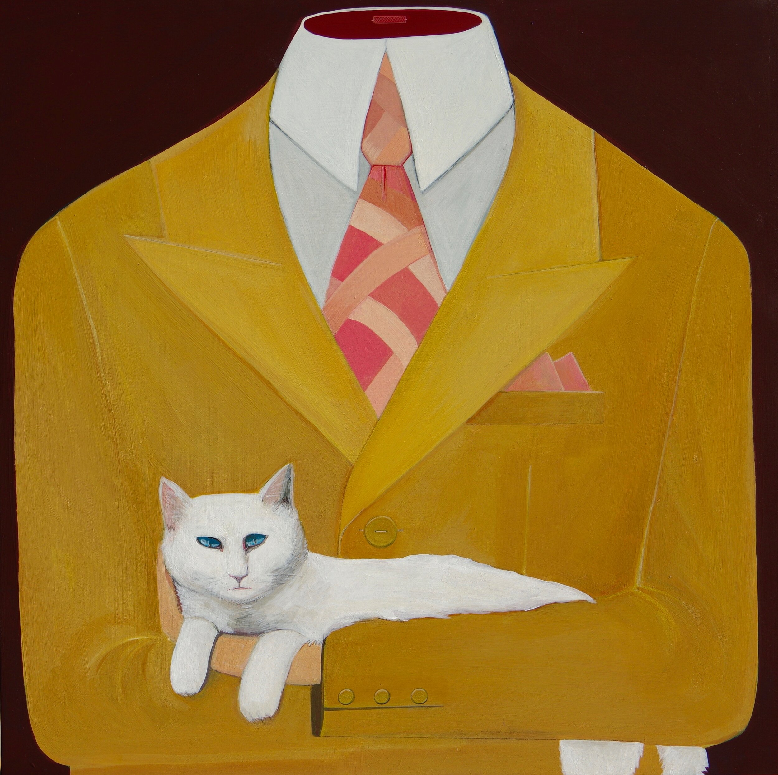 Pink Tie White Cat