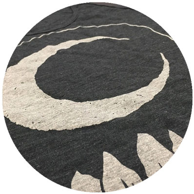 Discharge Clear on Tri-Blend Leaves no ink on the shirt, incredibly soft & gives a marl effect to the print.