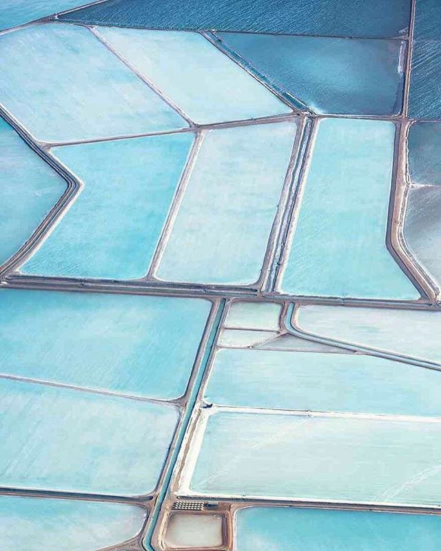 Blue salt fields by #simonbutterworth #australia #surreal #aerialphotography #aerialshot #bluesalt #blues #ombr&eacute; #captured #amazing #art #creative #pattern