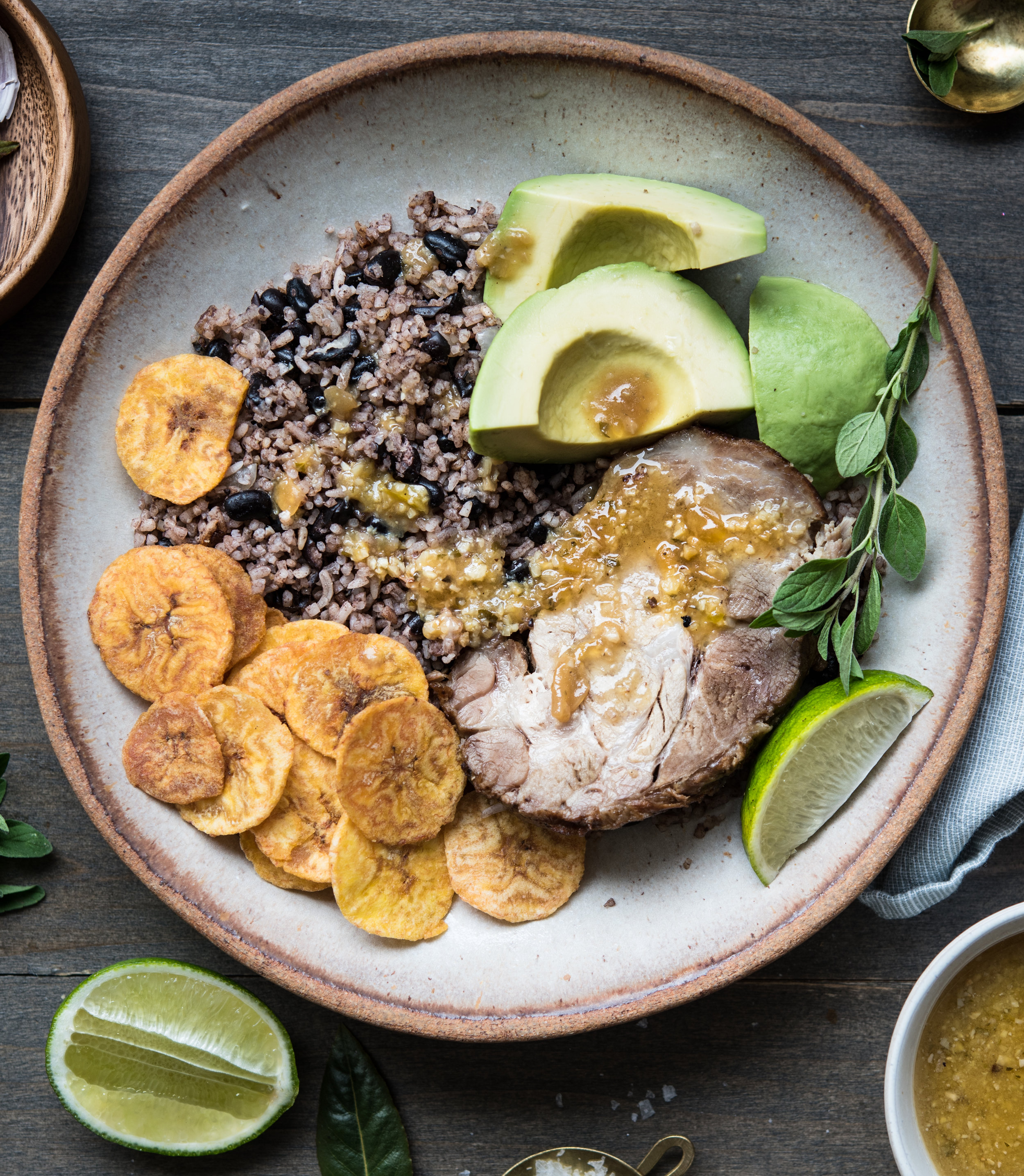 Roast Pork with Mojo Sauce and Black Bean Rice