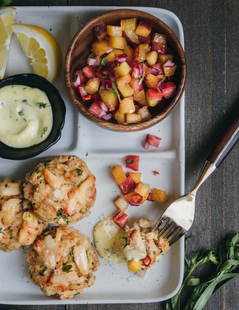 Crab Cakes Tarragon Aioli Peach Tomato Salsa Paderno-7823.jpg