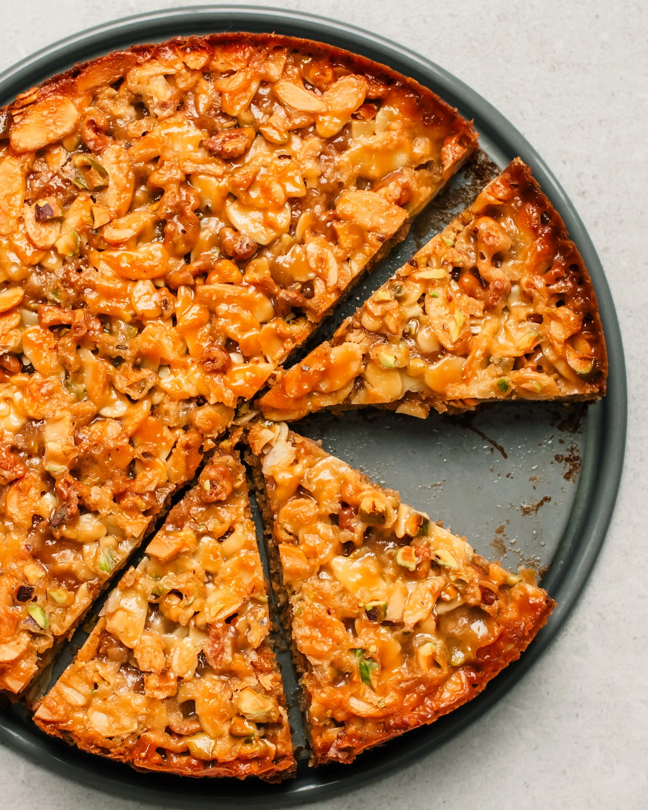 Pear Cake with Caramelized Nut Topping