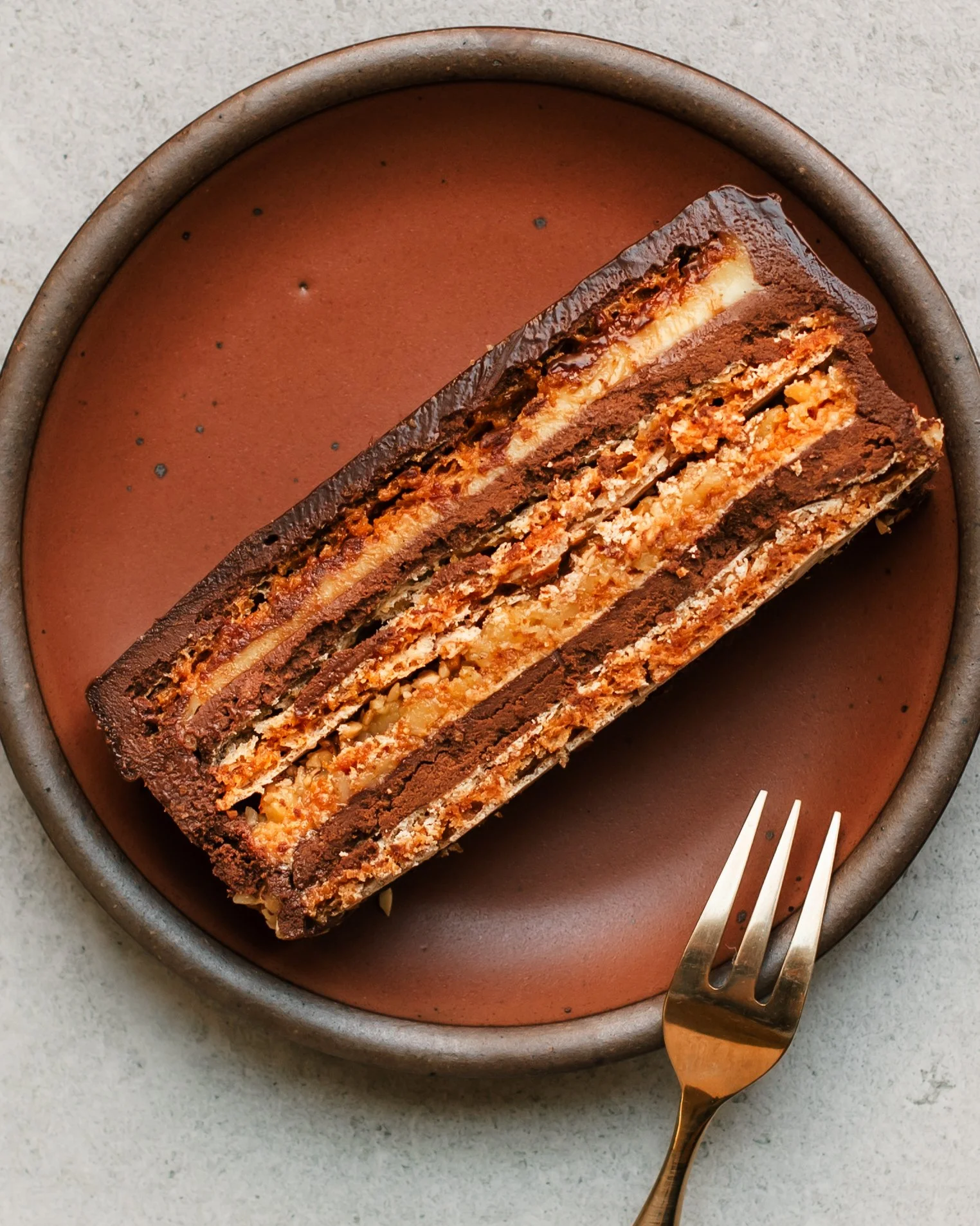 Dacquoise with Chocolate and Praline Cream