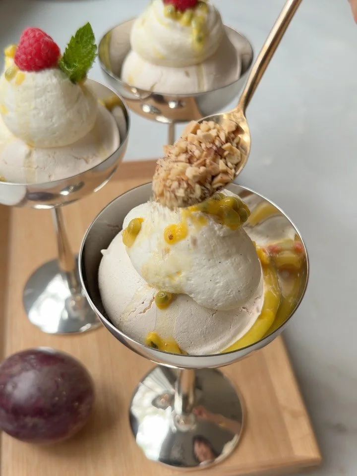 mini pavlovas with passionfruit lemon curd and mascarpone cream

comment &ldquo;recipe&rdquo; for my go-to pavlova recipe. you can use it to build one large pavlova OR make a bunch of these cute mini ones (I made 10)

notes for making mini:
1) &nbsp;