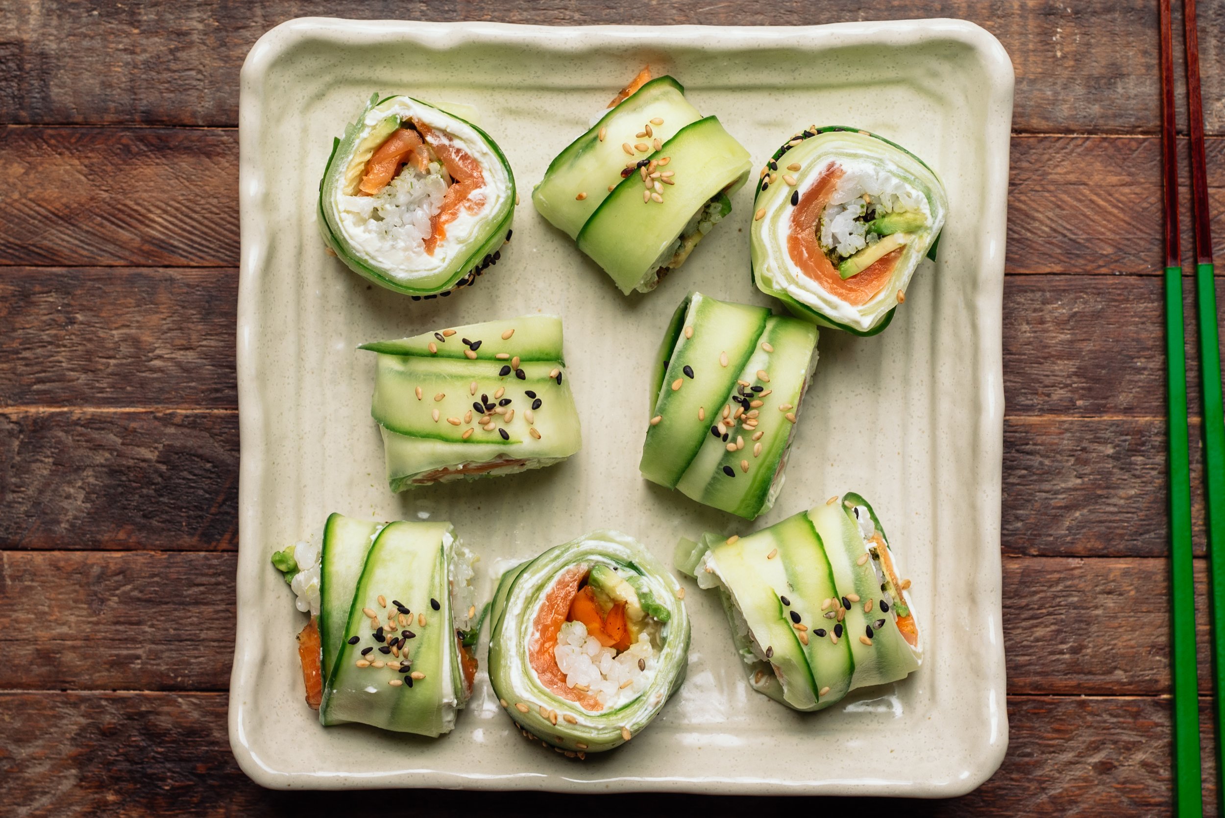 Cucumber Wrapped Sushi Roll — saltnpepperhere