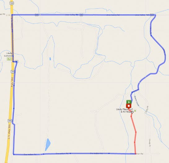 Likely Place to the town of Likely