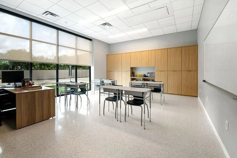 Reveal of The Westview High School interiors! We wrapped up the project at the beginning of August to allow the teachers and staff to settle in before the school year started. TDS wanted to incorporate Westview&rsquo;s blue branding throughout their 