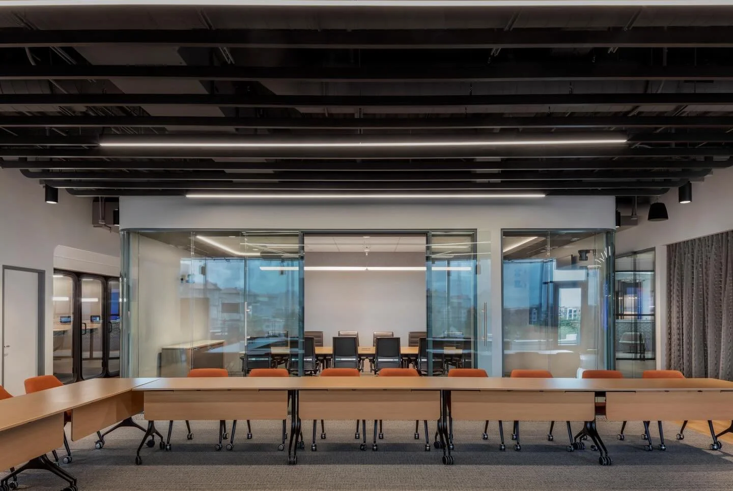 On the 3rd Day of Design, TDS gave me conference room inspo from of our confidential energy clients&rsquo; workspace. Their space has a refined aesthetic, with DHIVE glass, warm materials and lighting that create a cohesive, collaborative environment