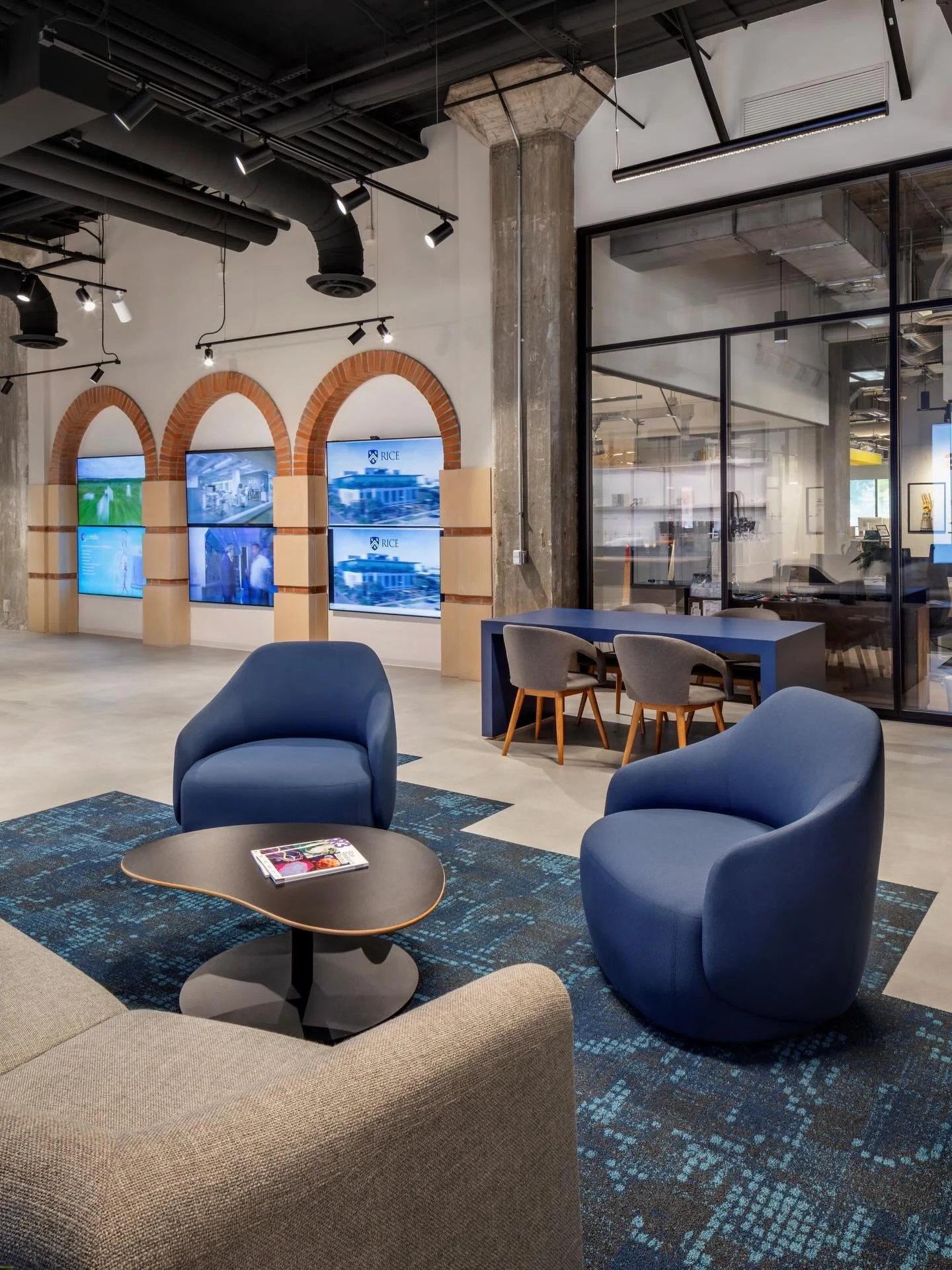 Rice University&rsquo;s Nexus Space at the Ion is an innovative hub designed to drive groundbreaking discoveries. The research facility combines sleek design with historic charm, featuring striking lighting and preserved brick archways.

#riceunivers