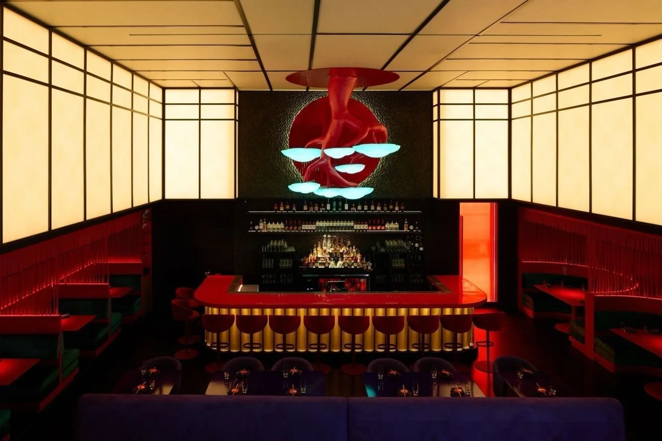 Hospitality Highlight, Haii Keii🍣 🍸️ A dynamic restaurant taking inspiration from movies Blade Runner and Kill Bill. As the architect we wanted to be able to craft an immersive experience the second you step into the restaurant. From lighting to la