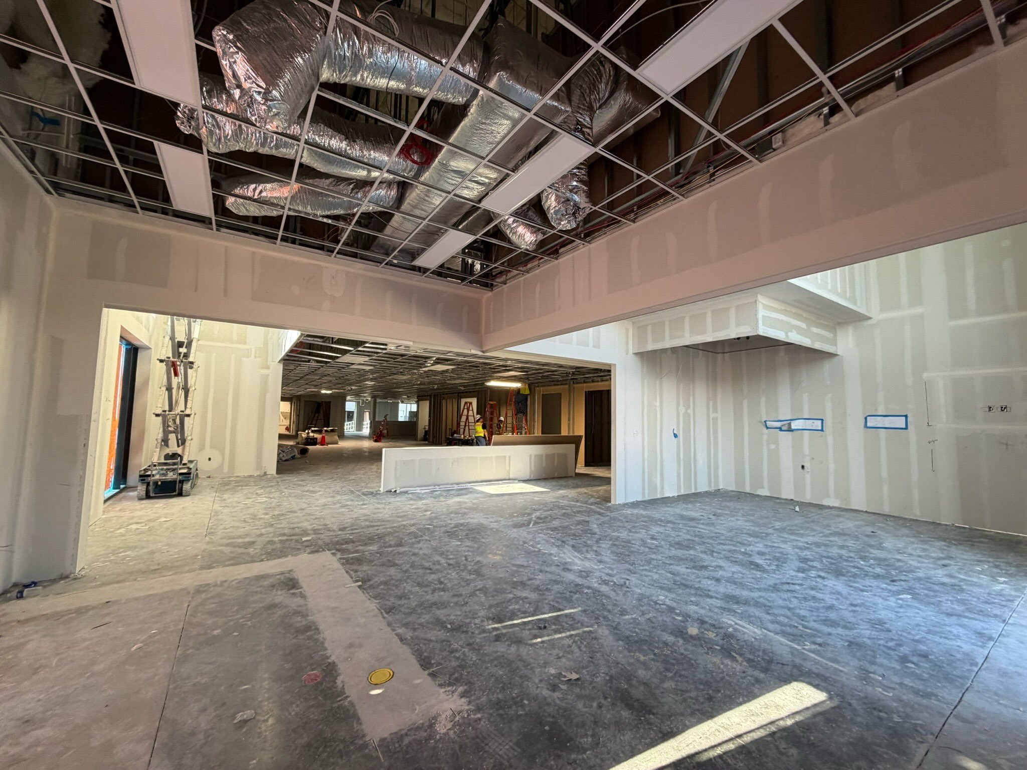 Progress is happening on both the office and warehouse sides of our clients&rsquo; space! The recesses TV niches done, and cable tray supports are 75% complete. Exciting to see the vision come together 🌟