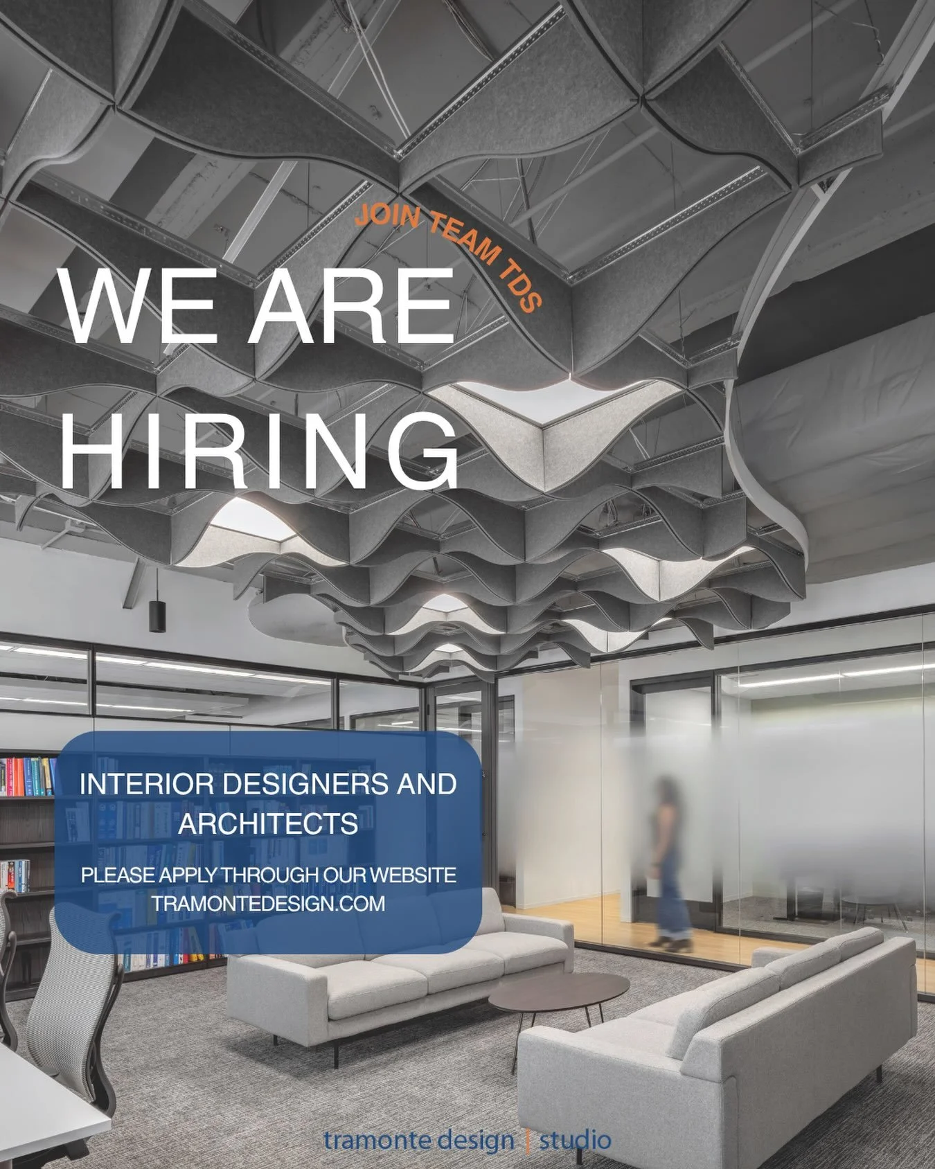 Tramonte Design Studio is looking to hire mid-level and senior-level interior designers and senior project architects to join our talented, team-oriented, and design-focused Houston practice. 

TDS is a business-focused firm dedicated to the delivery