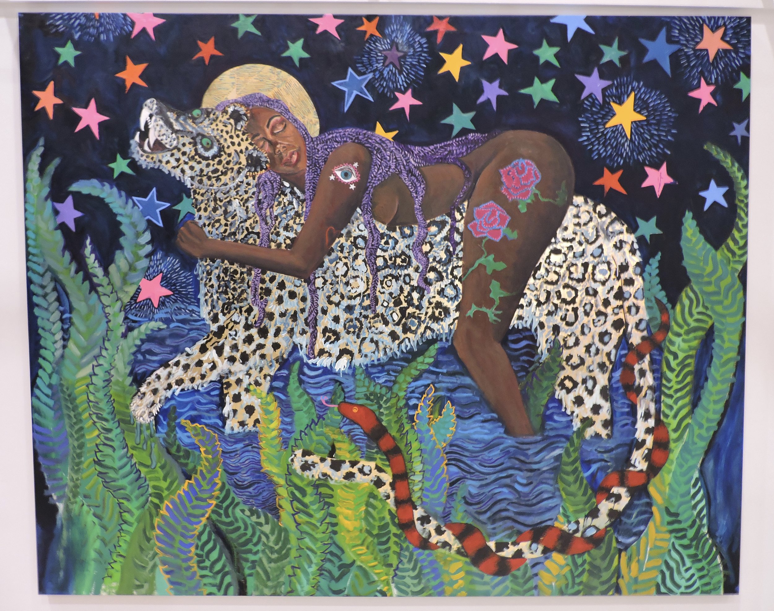 SOLD "Queen Califia" oil and gold leaf on canvas 96x2x78