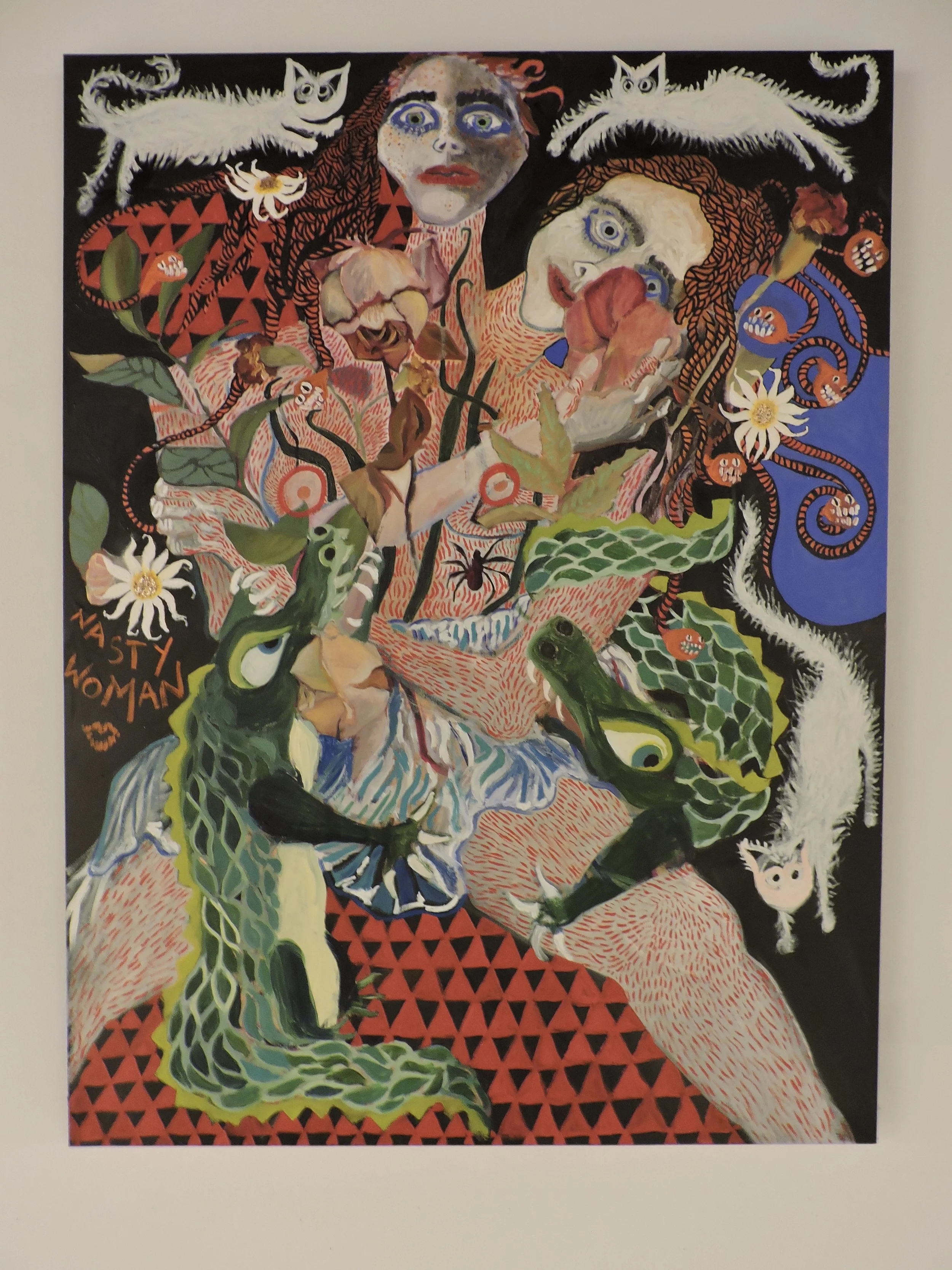 SOLD "Nasty Woman" oil and glitter on canvas 36x2x48