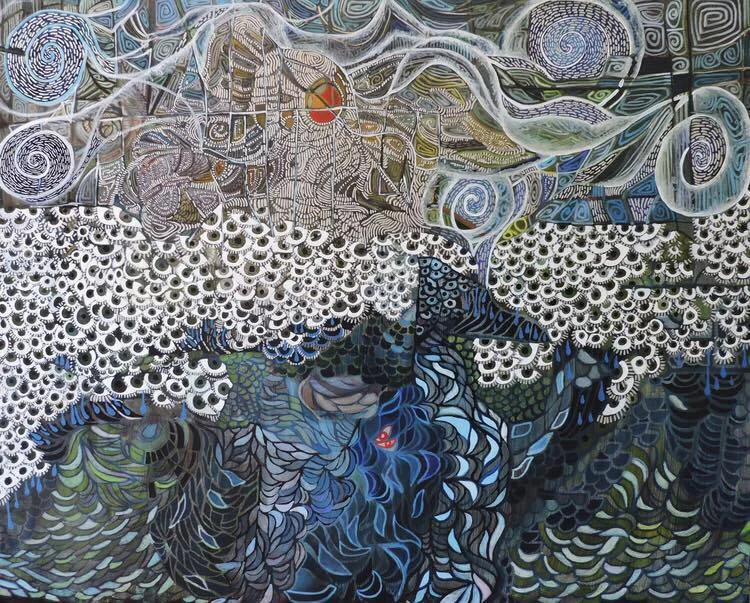 SOLD "The Flood" oil on canvas 60x2x48