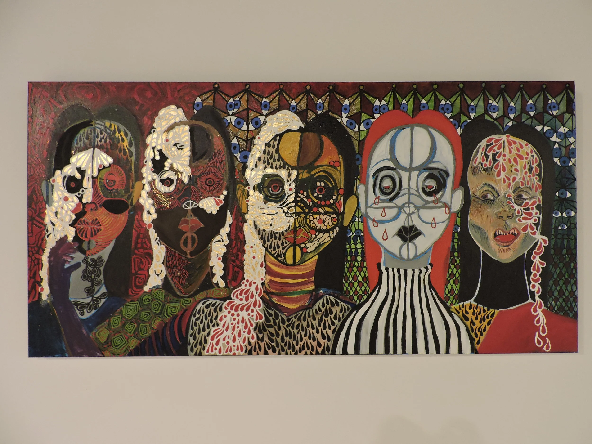 "Party Girls Don't Feel Anything" oil and gold leaf on canvas 48x2x24