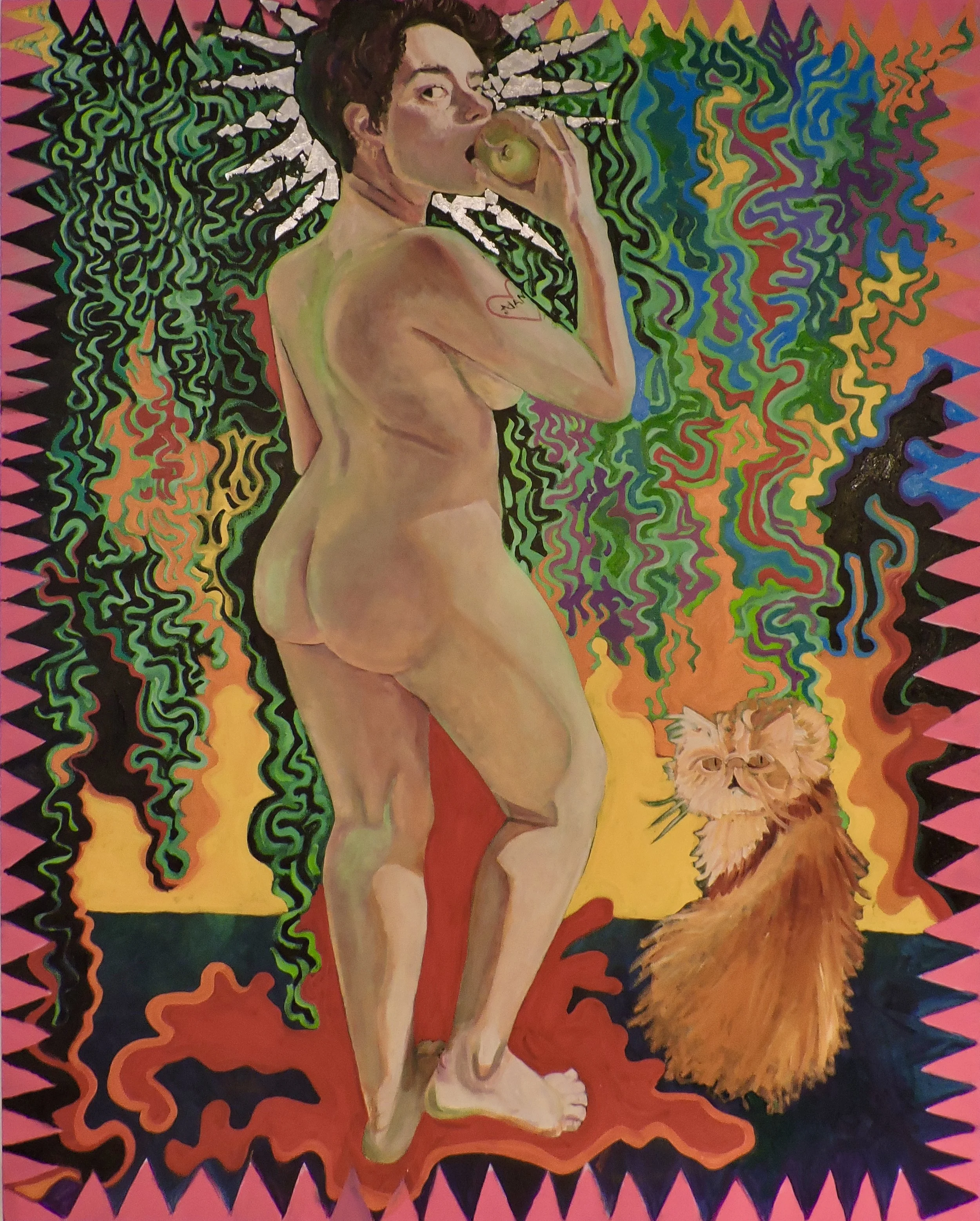 SOLD "Mother Eve" oil and silver leaf on canvas 60x2x48