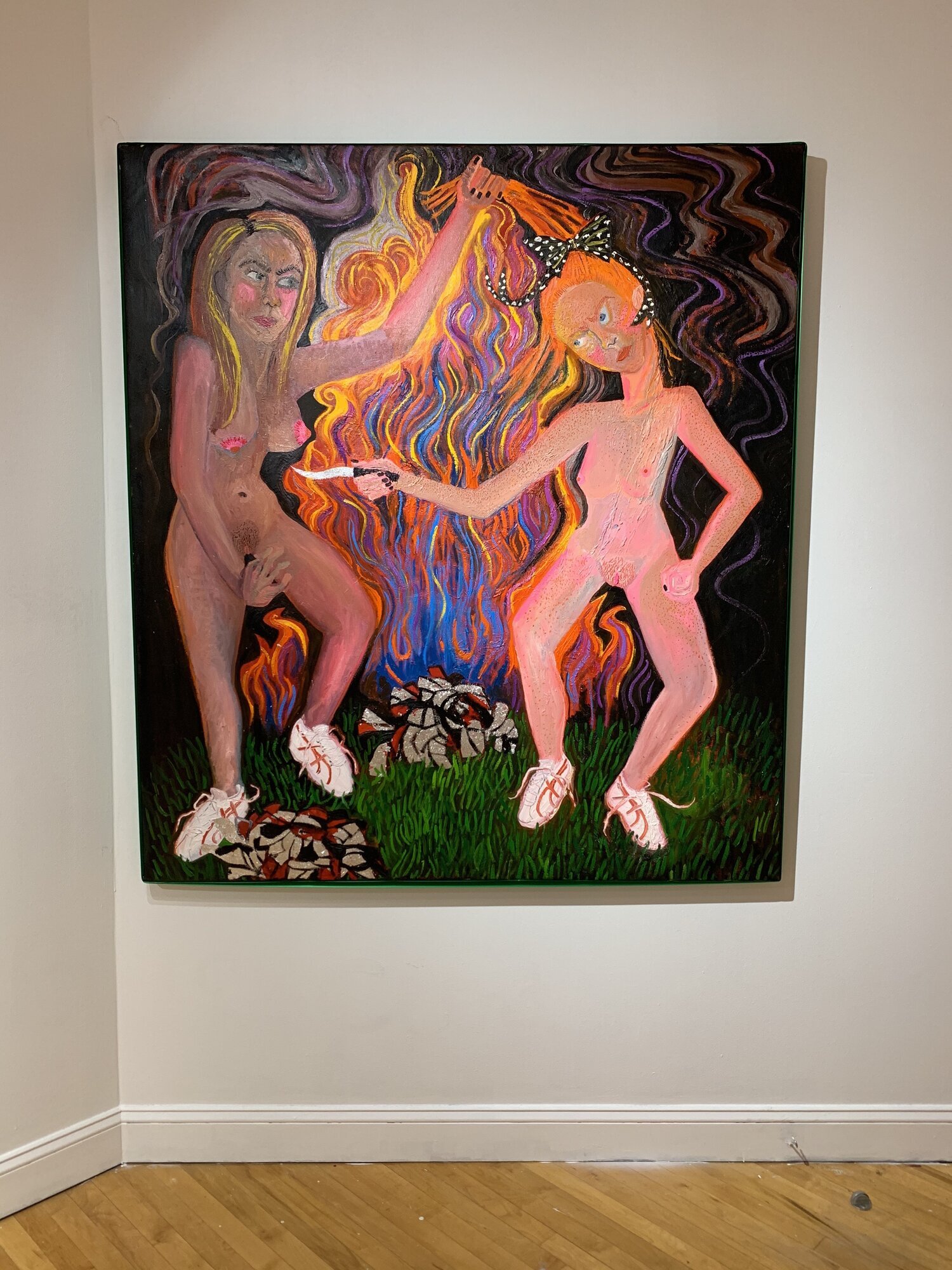 "Fire Crotch" oil on canvas and silver leaf 