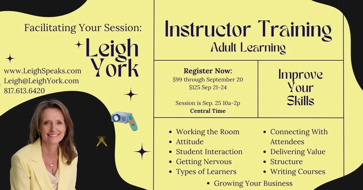  Instructor Training for Adult Learning led by Leigh York (Zoom)