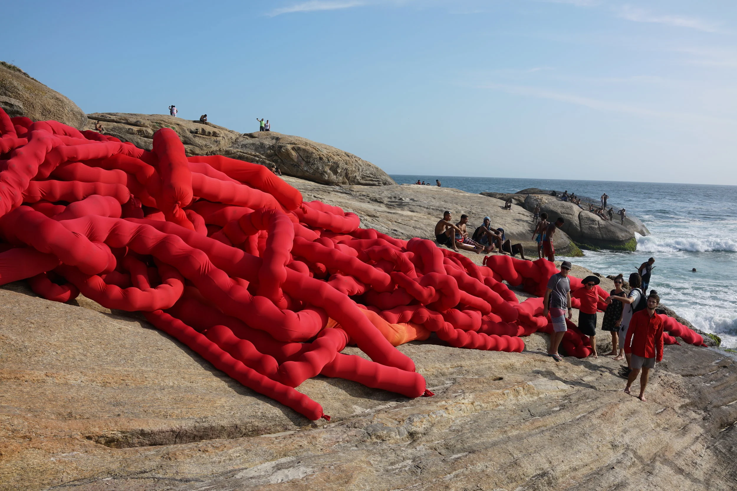  Melantropics  2018  Lycra and plastic balls   Temporary installation at Praia do Arpoador, Rio de Janeiro 