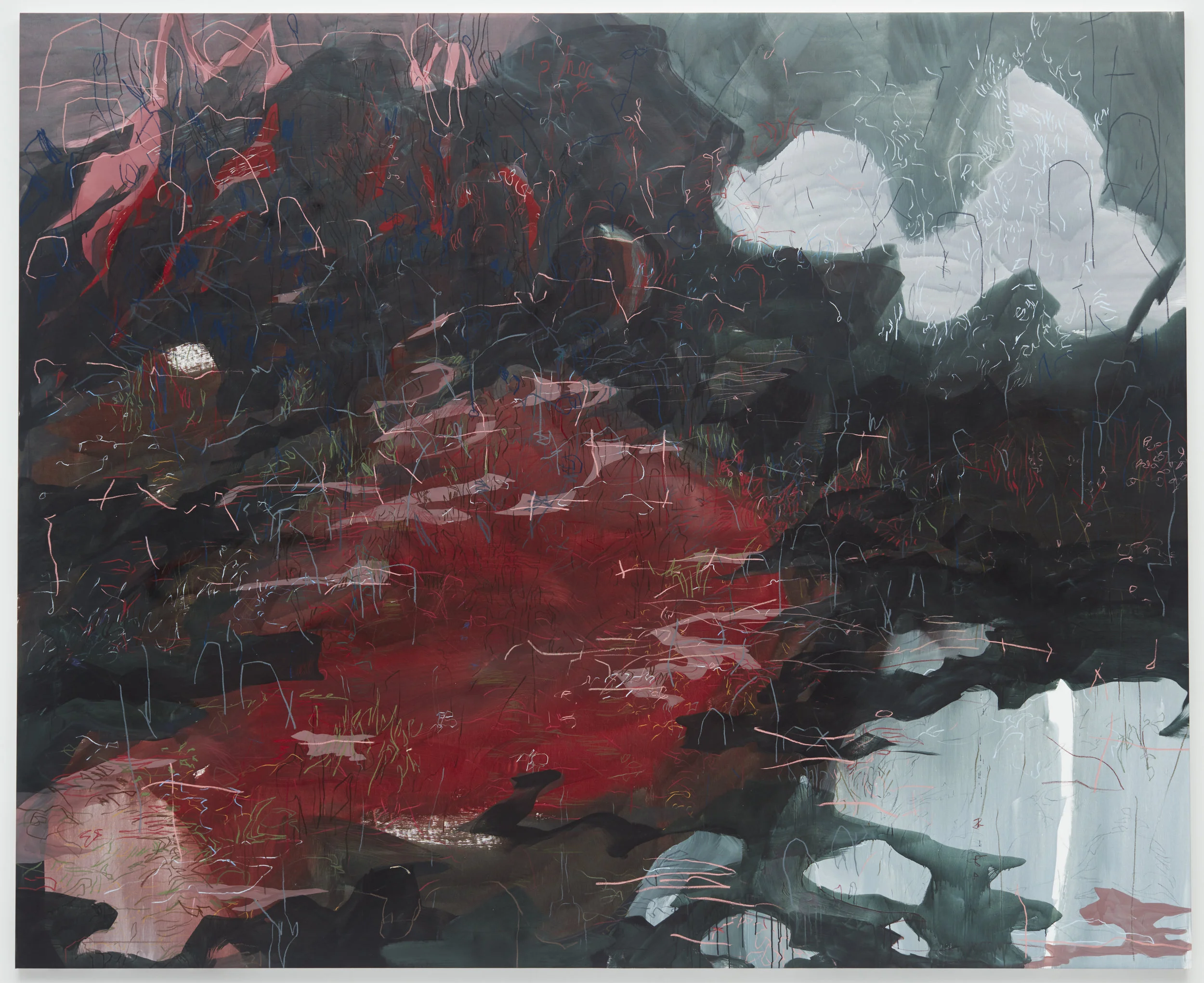 ForestRed, 2018 | Mixed media on canvas 109x134” | 277x341cm