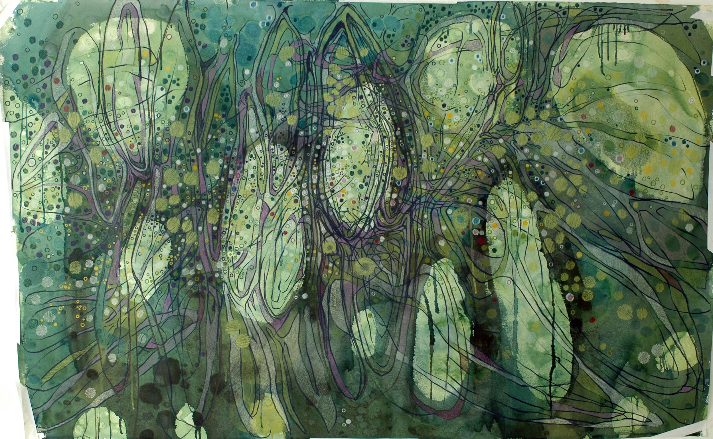 Death of a Hummingbird, 2007 | Watercolor on paper 45x71" | 134x180cm