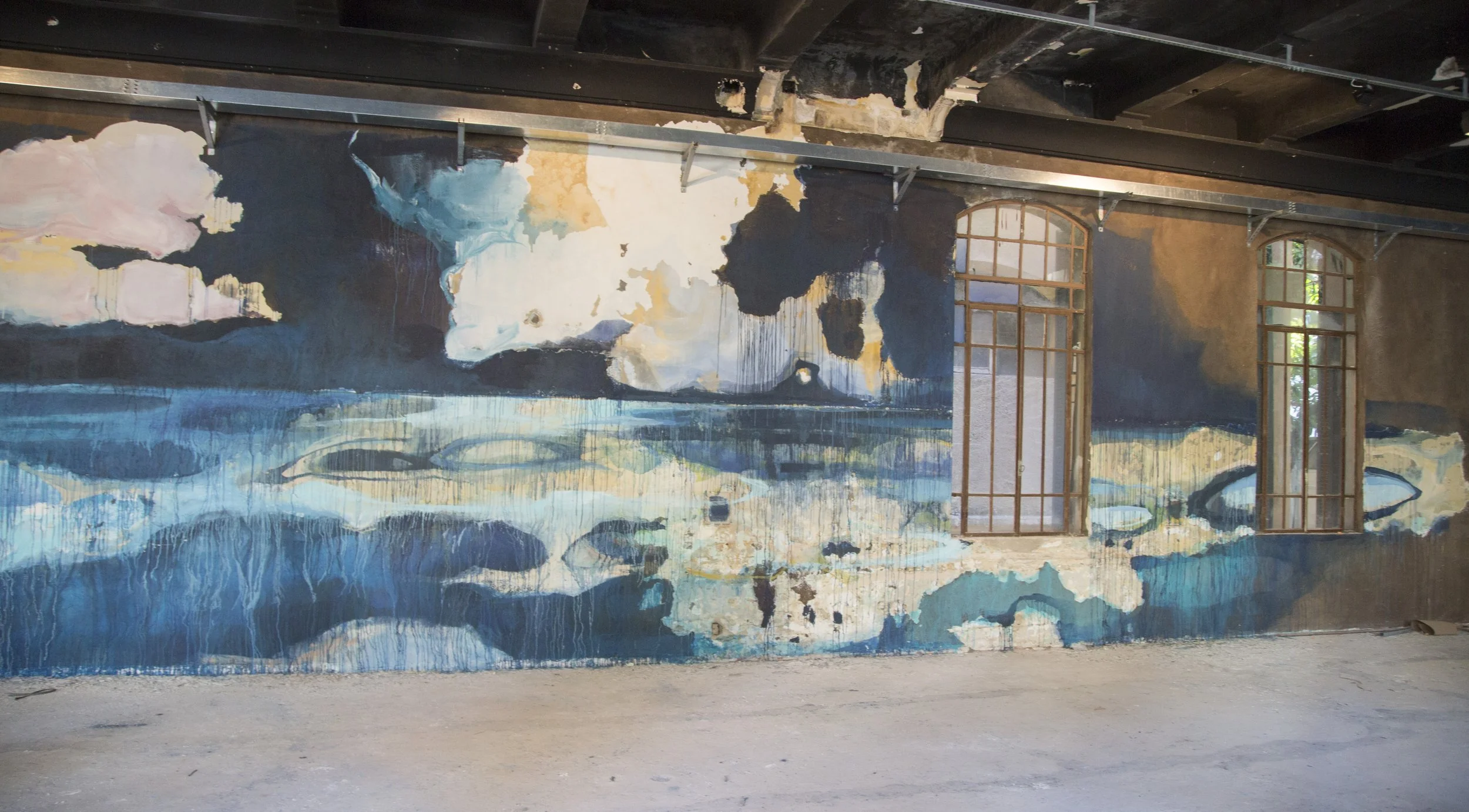 Gush Matarazzo - Mural, 2014 Pigment on Plaster 96 x 576 in 243.8 x 1463 cm