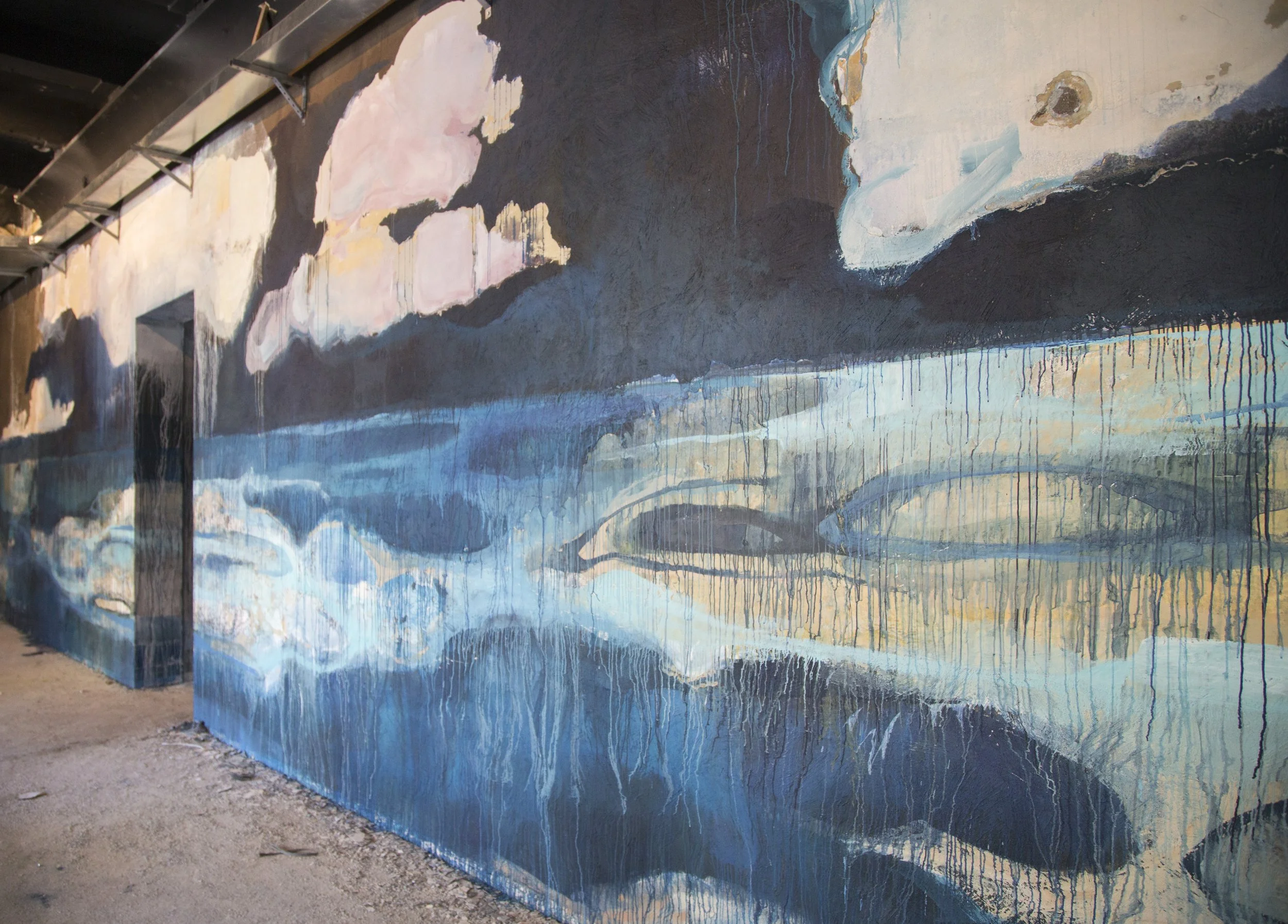 Gush Matarazzo - Mural, 2014 Pigment on Plaster 96 x 576 in 243.8 x 1463 cm