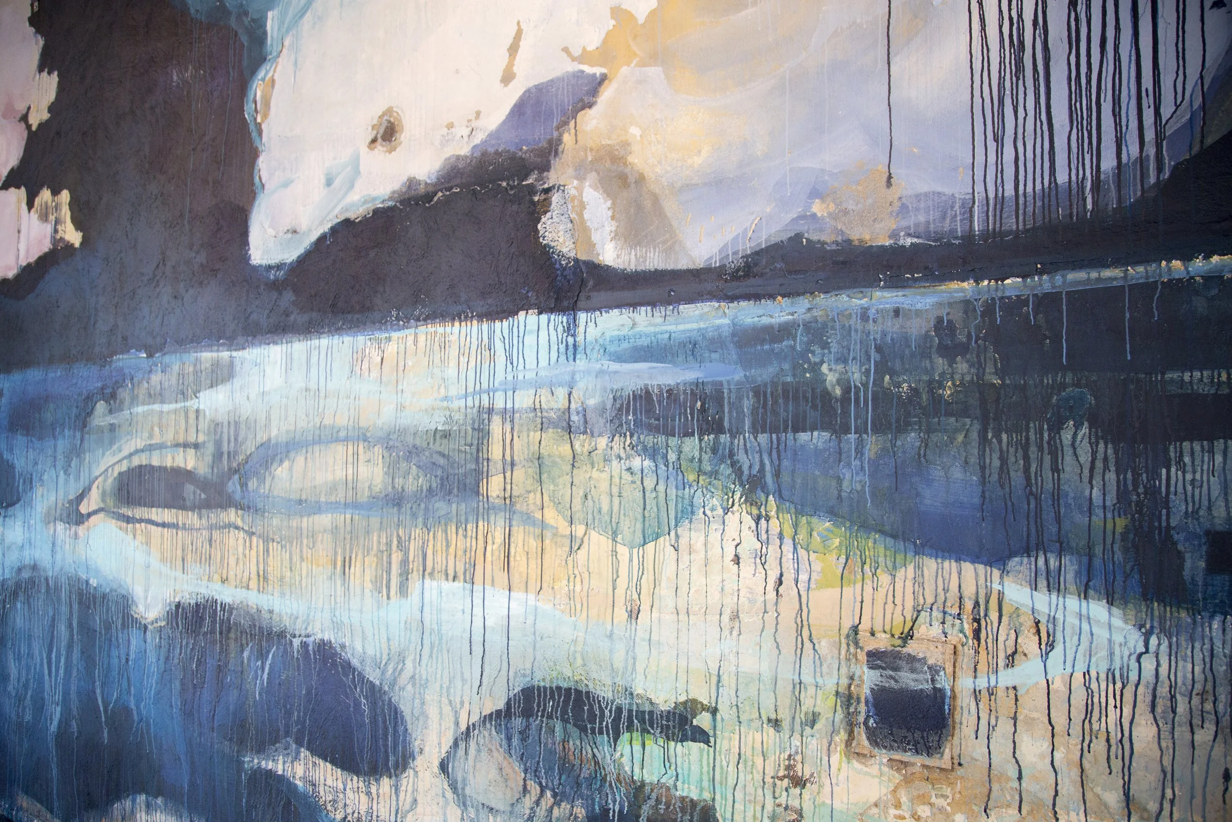 Gush Matarazzo - Mural, 2014 Pigment on Plaster 96 x 576 in 243.8 x 1463 cm