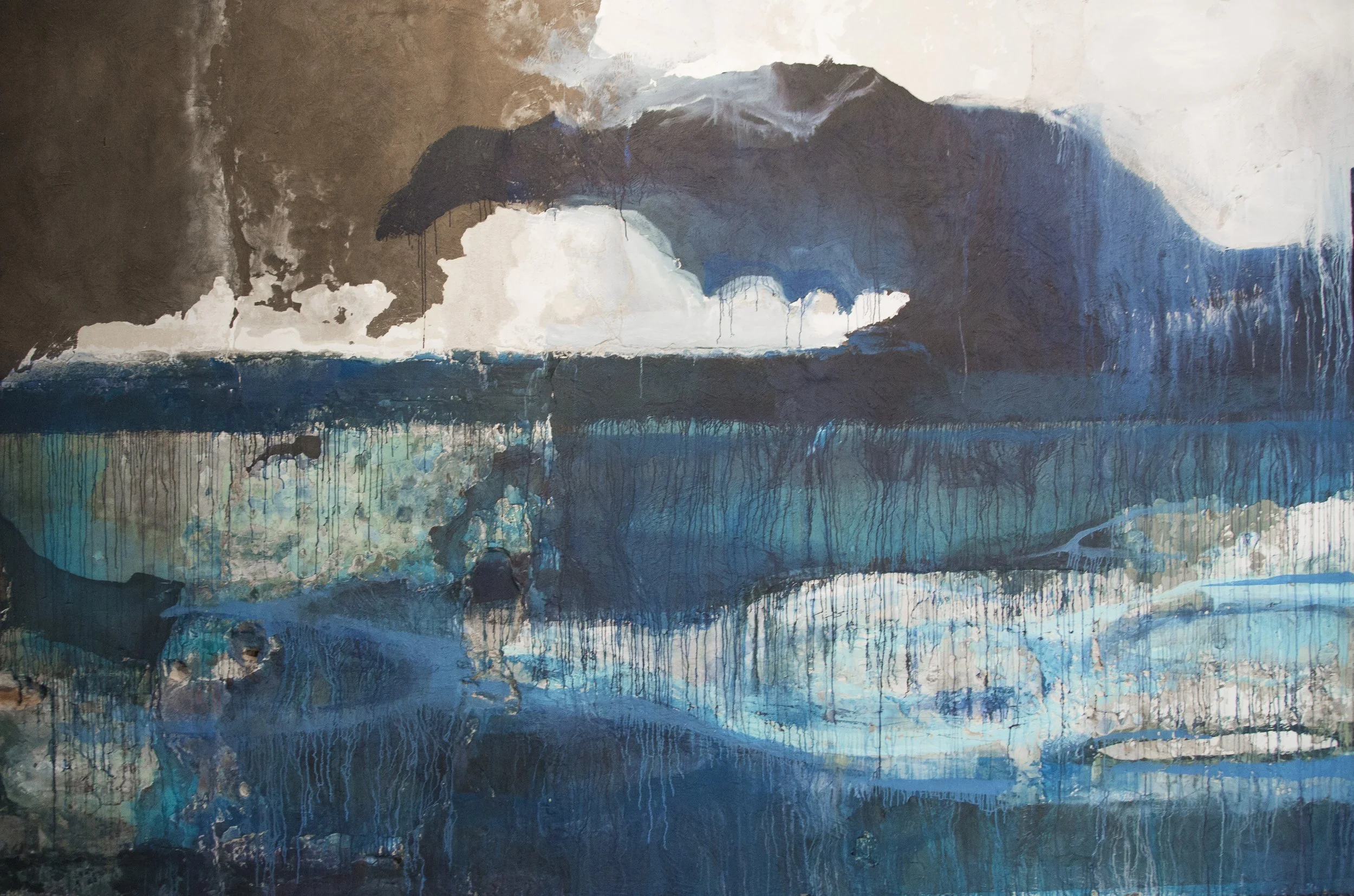 Gush Matarazzo - Mural, 2014 Pigment on Plaster 96 x 576 in 243.8 x 1463 cm
