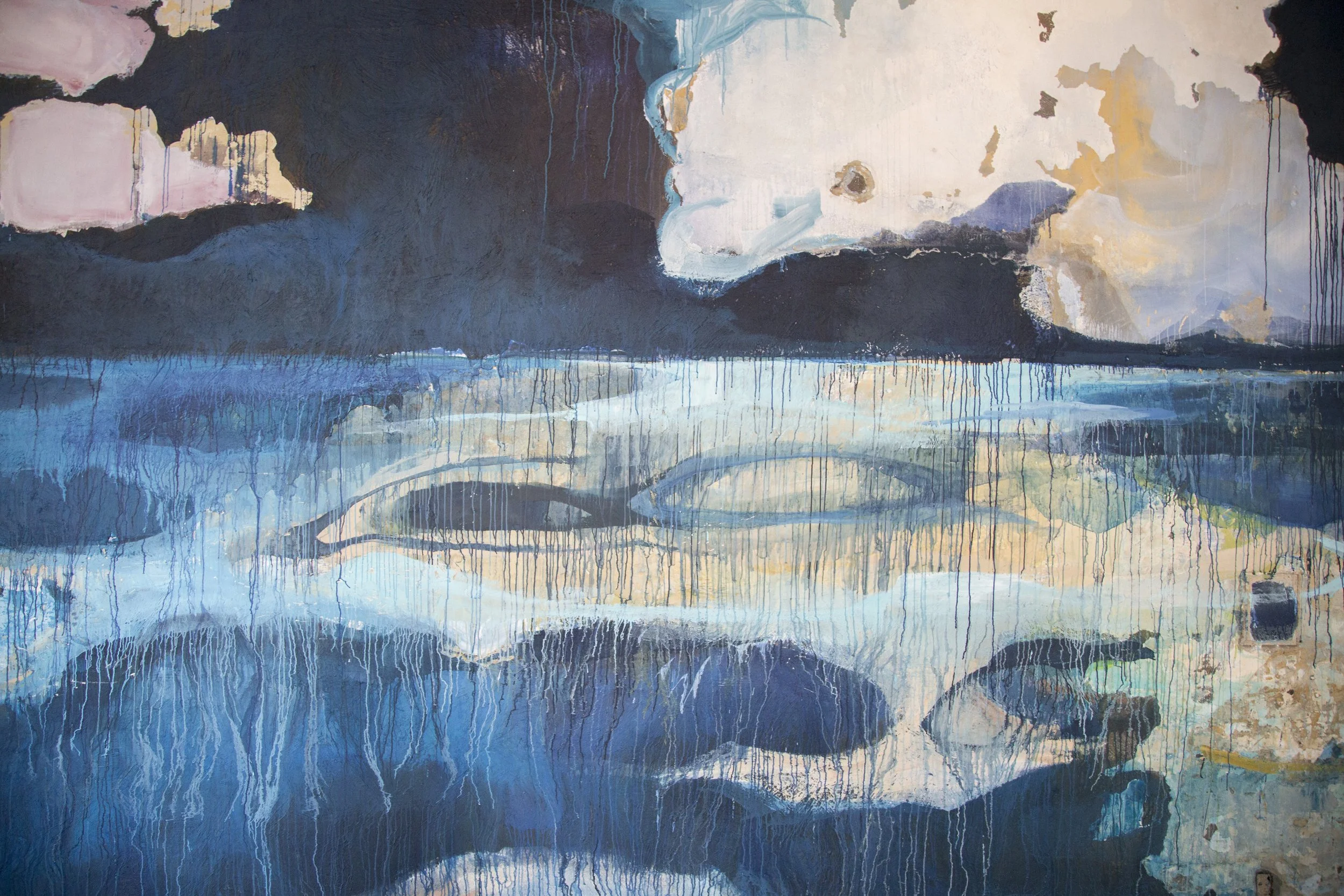 Gush Matarazzo - Mural, 2014 Pigment on Plaster 96 x 576 in 243.8 x 1463 cm