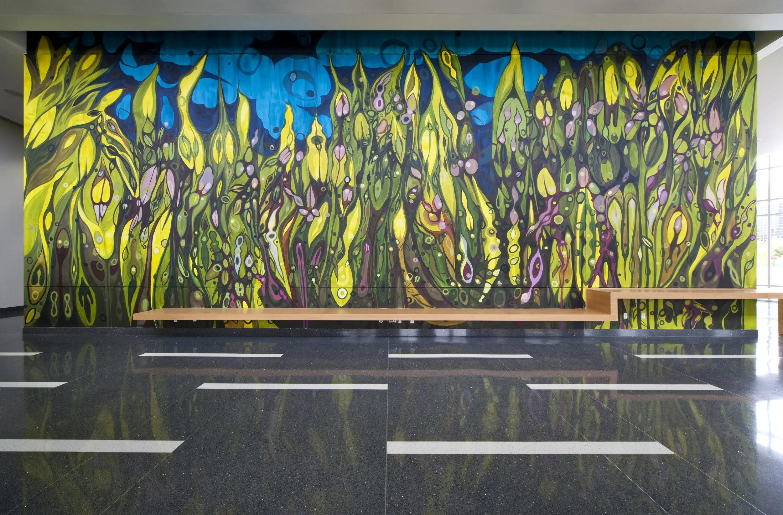 Forest Spirits II (Mural), 2011 Ink and plaster on wall 202 x 630 in 513.1 x 1600.2 cm